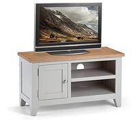 Julian Bowen Richmond TV Unit for up to 65" TVs, Grey/Oak - H50 x W91cm | Contemporary Media Unit for Living Room, Solid Oak, Practical Storage