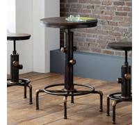 Julian Bowen Rockport Round 2-4 Seater Bar Table - Brushed Copper And Rustic Elm