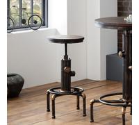 Julian Bowen Rockport Round Bar Stool - Brushed Copper And Rustic Elm