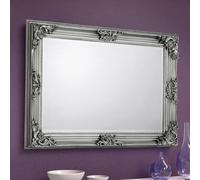 Julian Bowen Rococo Wall Mirror, Grey - H80 x W110 x D6cm | Contemporary Wall Mirror for Living Room or Hallway, Solid Wood, Pewter Frame, No Assembly Needed