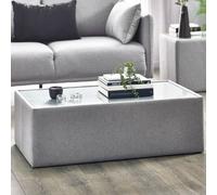 Julian Bowen Rohe Grey Rectangular Fabric Upholstered Coffee Table, Glass Top, Height: 36 X Width: 110 X Depth: 60Cm