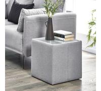 Julian Bowen Rohe Grey Square Fabric Upholstered Side Table, Glass Top, Height: 46 X Width: 45 X Depth: 45Cm