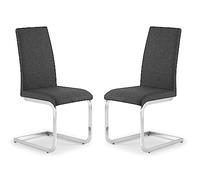 Julian Bowen Roma Dining Chairs, Set of 2, Grey - H100 x W44 x D54cm | Contemporary Upholstered Kitchen Chairs for Dining Room, Padded Kitchen Seat