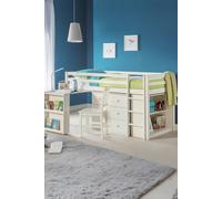 Julian Bowen Roxy Single White Midsleeper Cabin Bed with Desk Julian Bowen White Single