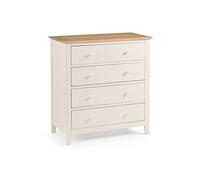 Julian Bowen Salerno Shaker 4 Drawer Chest Of Drawers Ivory/Oak, Cream