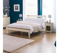 Julian Bowen Salerno Bed, Oak/Ivory, King | Shaker Kingsize Bed Frame, 150cm/5ft, No Box Spring Needed, Traditional Slatted Headboard, Tapered Legs, 2 Tone Design