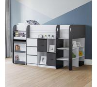 Julian Bowen Saturn Charcoal Grey and White Mid Sleeper with Storage - Size: Single - Wilko