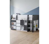 Julian Bowen Saturn Charcoal Grey and White Mid Sleeper with Storage - Size: Single - Wilko