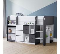 Julian Bowen Saturn Charcoal Grey and White Mid Sleeper with Storage - Size: Single - Wilko