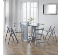 Julian Bowen Savoy Light Grey 4 Seater Extending Dining Set