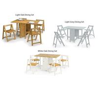 Julian Bowen Savoy Oak,Grey and White & Oak Table and 4 Folding Chair Dining Set