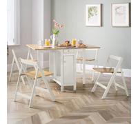 Julian Bowen Savoy White and Natural 4 Seater Dining Set - Wilko