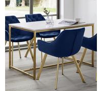 Julian Bowen Scala Dining Table Gold and White Marble Top - Size: 4 Seater - Multi - Wilko