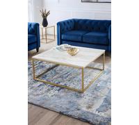 Julian Bowen Scala Gold and White Marble Top Coffee Table - Size: 90 x 90 x 40cm - Wilko