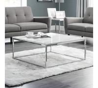 Julian Bowen Scala Coffee Table, White Marble Effect&Chrome - H40xW90xD90cm