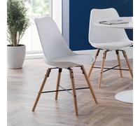 Julian Bowen Kari Set of 2 White and Oak Dining Chair - Wilko