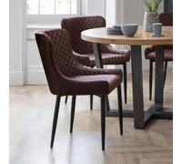 Julian Bowen Set Of 2 Luxe Faux Leather Dining Chairs Brown