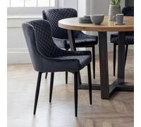 Julian Bowen Luxe Set of 2 Grey Velvet Dining Chair - Black - Wilko
