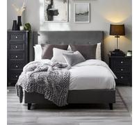 Julian Bowen Shoreditch 120Cm Small Double Grey Velvet Bed