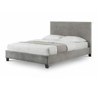 Julian Bowen Shoreditch Slate Velvet Fabric Upholstered Bed 4FT6 Double 5FT King