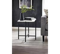 Julian Bowen Siena White Square Side Table, Ceramic, Marbled Sintered Stone, Height: 54.5 X Width: 50 X Depth: 50Cm
