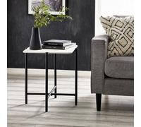 Julian Bowen Siena White Square Side Table, Ceramic, Marbled Sintered Stone, Height: 54.5 X Width: 50 X Depth: 50Cm