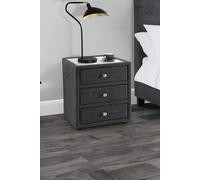Julian Bowen Sorrento 3 Drawer Slate Grey Linen Bedside Table - Wilko