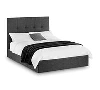 Julian Bowen Sorrento King Ottoman Bed - Upholstered Grey Linen King Size Storage Bed Frame 5ft/150cm with Button Headboard & Slats, No Box Spring Needed - H121 x W161 x D214.5cm
