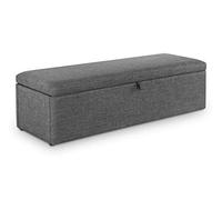 Julian Bowen Sorrento Storage Ottoman, Upholstered Grey - H41 x W140cm | Contemporary Storage Seat for Hallway or Bedroom, Linen-Style Upholstery, Practical Storage
