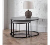 Julian Bowen Staten Concrete Round Nesting Coffee Table Set of 2 - Size: 80 x 80 x 50cm - Black - Wilko