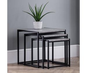 Julian Bowen Staten Nest of 3 Tables - Black & Grey