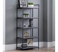 Julian Bowen Staten Tall Concrete Bookcase - Size: 32 x 63 x 140cm - Black - Wilko