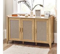 Julian Bowen Sydney Rattan Print 3 Door Sideboard - Oak Effect