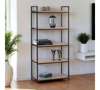 Julian Bowen Tribeca 5 Shelves Sonoma Oak Tall Bookcase - Size: 5 Shelf - Black - Wilko
