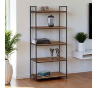 Julian Bowen Tribeca 5 Shelves Walnut Tall Bookcase - Size: 5 Shelf - Black - Wilko