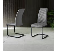 Julian Bowen Xavier Pair of Faux Leather Dining Chairs -Grey