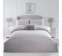 Julian Charles Home Satin Stripe Silver Grey 210Tc 100% Cotton Duvet Set