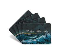 Julian Friers Gannets In flight Large Table Mats by Wildlife Artist Set of 4 - Non-slip - Cork-backed Placemat Set