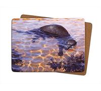 Julian Friers Otter Large Table Mat by Wildlife Artist Non-slip - Cork-backed Placemat
