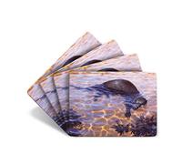 Julian Friers Otter Large Table Mats by Wildlife Artist Set of 4 - Non-slip - Cork-backed Placemat Set