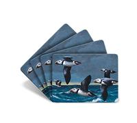 Julian Friers Puffins Flying Large Table Mats by Wildlife Artist Set of 4 - Non-slip - Cork-backed Placemat Set