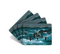 Julian Friers Puffins in Flight Large Table Mats by Wildlife Artist Set of 4 - Non-slip - Cork-backed Placemat Set