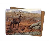 Julian Friers Stag Highlands Large Table Mat by Wildlife Artist Non-slip - Cork-backed Placemat