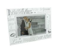 Juliana 3D Words Mr & Mrs 6 inchx4 inch Glass Mirror Wedding Day Photo Frame WG60864,White