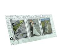 Juliana 3D words 'On Our Wedding Day' Triple Glass 4" x 6" Wedding Day Photo Frame - happily ever after, bride & groom, love ...