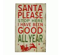 Juliana Christmas Santa Stop Here Wall Plaque - Sand