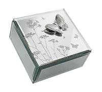 Juliana HE555JB Hestia Butterfly and Flowers Glass Jewellery Box