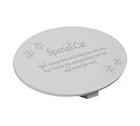 Juliana In Loving Memory 'Special Cat' Cream Oval Memorial Grave Plaque with Clear Crystal Paw Prints