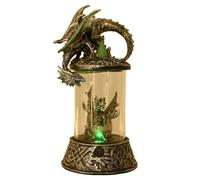 Juliana - Mystic Legends Collection - Mighty Silver Dragon Incense Cone Burner With Green Light - Fantasy, Gothic & Mystical Themed Gifting And Homeware For Roleplaying, Gaming & Home Decor.