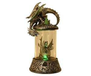 Juliana - Mystic Legends Collection - Mighty Silver Dragon Incense Cone Burner With Green Light - Fantasy, Gothic & Mystical Themed Gifting And Homeware For Roleplaying, Gaming & Home Decor.